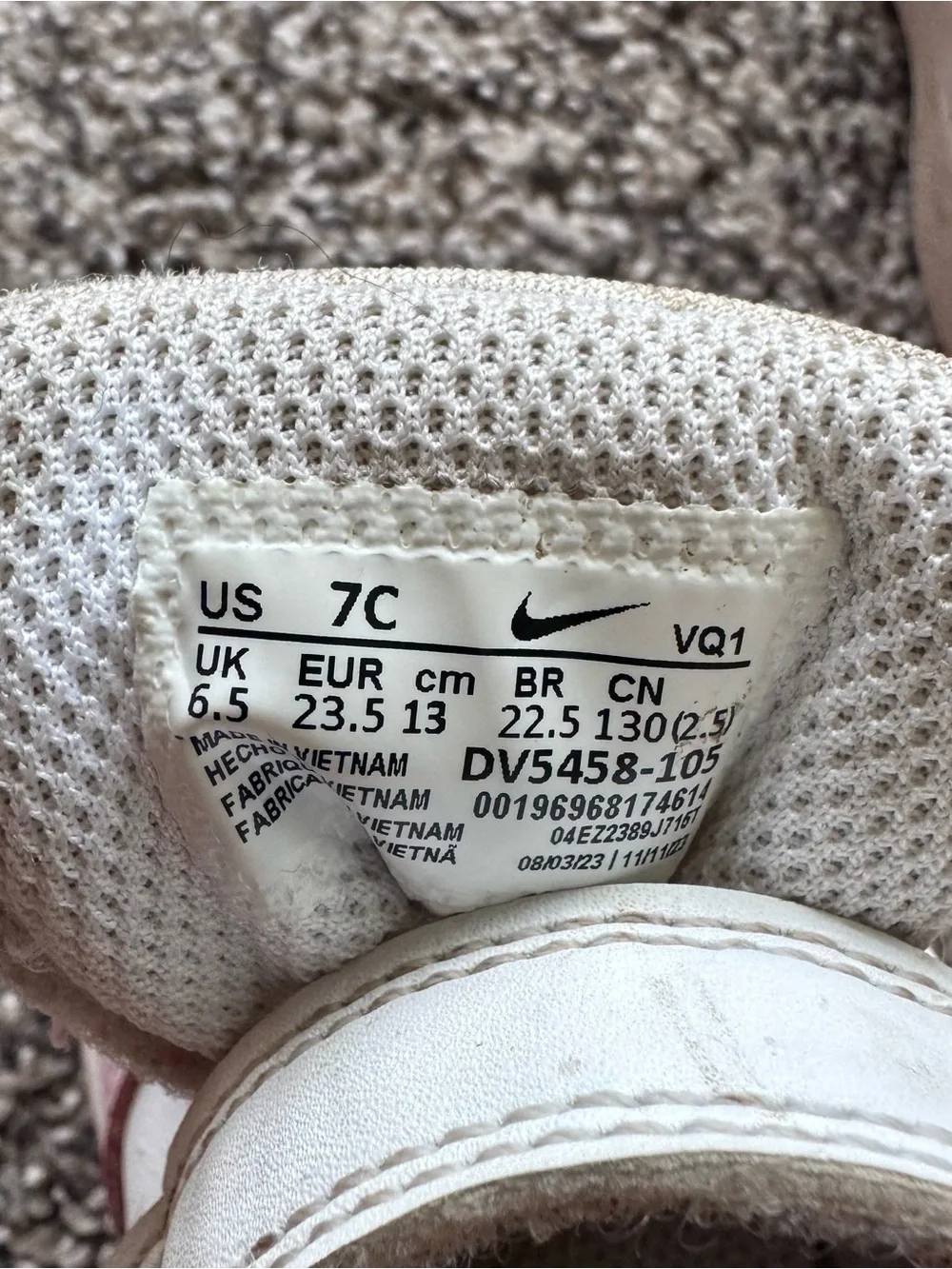 Nike Kids Pink and White Velcro Casual Sneakers